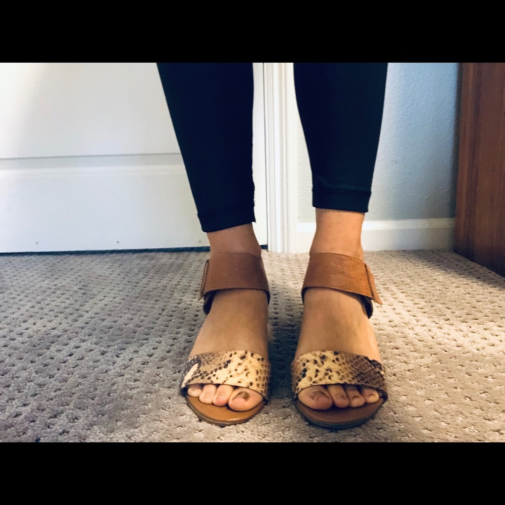 Franco Sarto short wedge with snakeskin detail